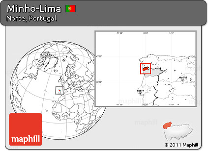 Blank Location Map of Minho-Lima, highlighted parent region