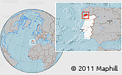 Gray Location Map of Minho-Lima, highlighted country, within the entire country, hill shading