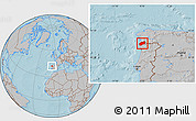 Gray Location Map of Minho-Lima, hill shading