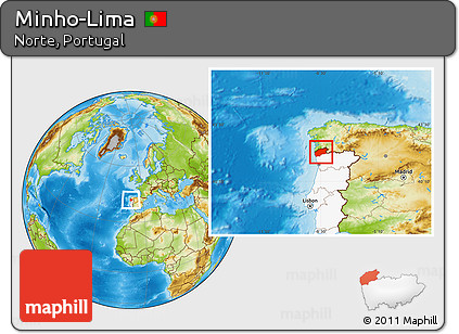 Physical Location Map of Minho-Lima, highlighted country