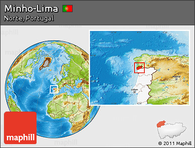 Physical Location Map of Minho-Lima, highlighted country