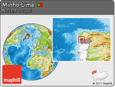 Physical Location Map of Minho-Lima, highlighted country, highlighted parent region