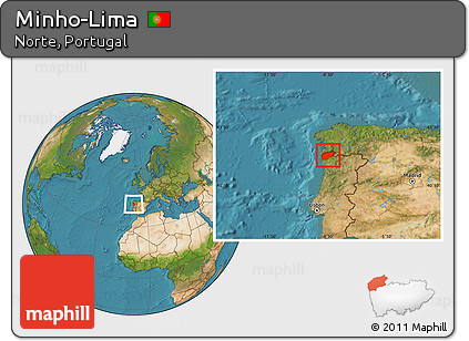 Satellite Location Map of Minho-Lima