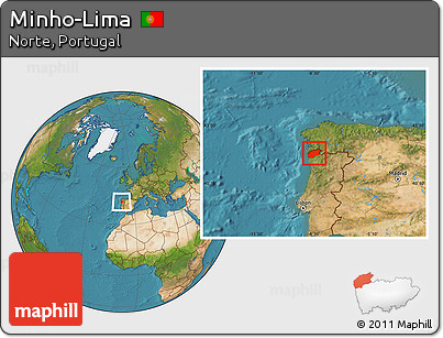 Satellite Location Map of Minho-Lima