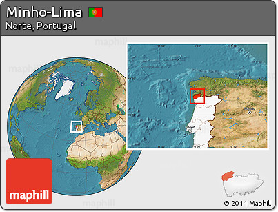 Satellite Location Map of Minho-Lima, highlighted country