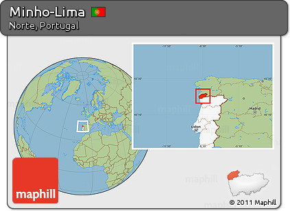Savanna Style Location Map of Minho-Lima, highlighted country