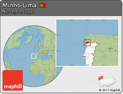 Savanna Style Location Map of Minho-Lima, highlighted country