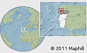 Savanna Style Location Map of Minho-Lima, highlighted country, highlighted parent region, within the entire country, hill shading