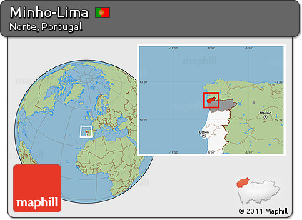 Savanna Style Location Map of Minho-Lima, highlighted country, highlighted parent region