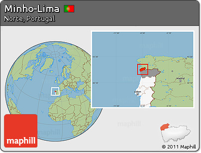Savanna Style Location Map of Minho-Lima, highlighted country, highlighted parent region