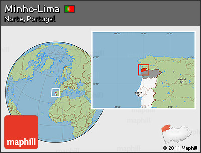 Savanna Style Location Map of Minho-Lima, highlighted country, highlighted parent region