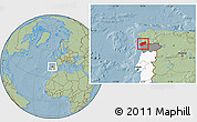 Savanna Style Location Map of Minho-Lima, highlighted country, highlighted parent region, hill shading