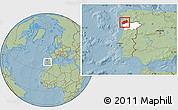 Savanna Style Location Map of Minho-Lima, highlighted parent region, within the entire country, hill shading