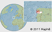 Savanna Style Location Map of Minho-Lima, highlighted parent region, hill shading
