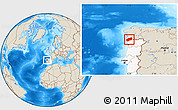 Shaded Relief Location Map of Minho-Lima, highlighted country