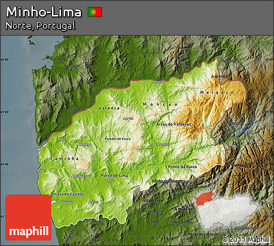 Physical Map of Minho-Lima, darken