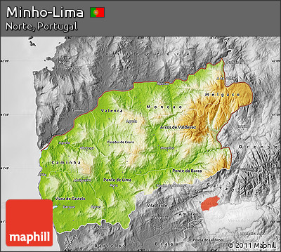 Physical Map of Minho-Lima, desaturated
