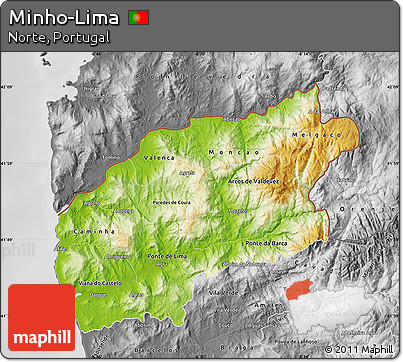 Physical Map of Minho-Lima, desaturated