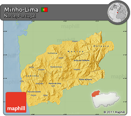 Savanna Style Map of Minho-Lima, single color outside