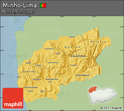 Savanna Style Map of Minho-Lima, single color outside