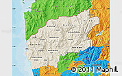 Shaded Relief Map of Minho-Lima, political outside