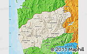 Shaded Relief Map of Minho-Lima, political shades outside
