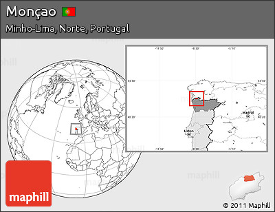 Blank Location Map of Monçao, highlighted country, highlighted grandparent region