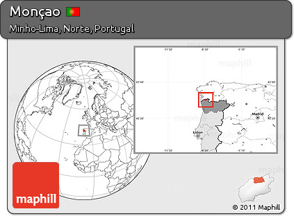 Blank Location Map of Monçao, highlighted country, highlighted grandparent region