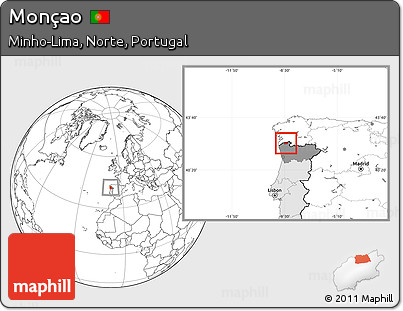 Blank Location Map of Monçao, highlighted country, highlighted grandparent region
