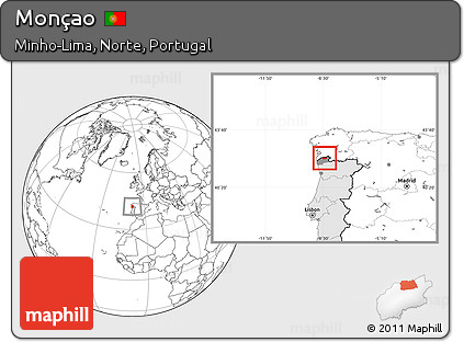 Blank Location Map of Monçao, highlighted country, highlighted parent region