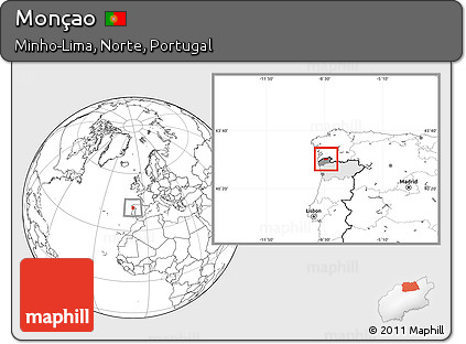 Blank Location Map of Monçao, highlighted parent region, highlighted grandparent region