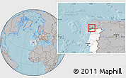 Gray Location Map of Monçao, highlighted country, highlighted parent region, hill shading