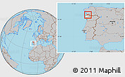 Gray Location Map of Monçao, highlighted parent region, within the entire country