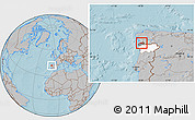 Gray Location Map of Monçao, highlighted parent region, highlighted grandparent region, hill shading