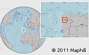 Gray Location Map of Monçao, hill shading