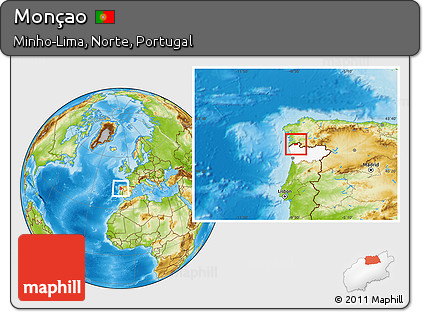 Physical Location Map of Monçao, highlighted grandparent region
