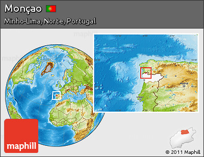 Physical Location Map of Monçao, highlighted grandparent region