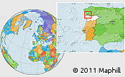 Political Location Map of Monçao, highlighted grandparent region, within the entire country