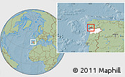 Savanna Style Location Map of Monçao, highlighted parent region, highlighted grandparent region, hill shading
