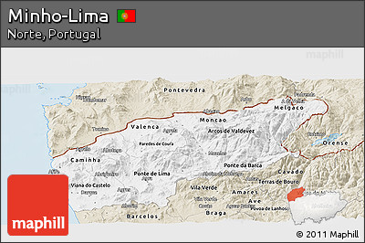 Classic Style Panoramic Map of Minho-Lima