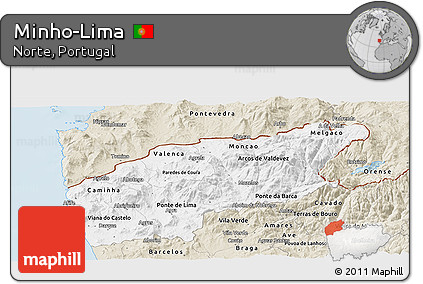 Classic Style Panoramic Map of Minho-Lima