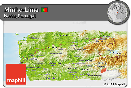 Physical Panoramic Map of Minho-Lima