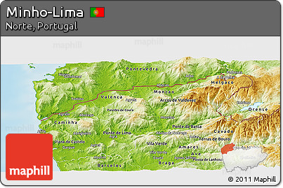 Physical Panoramic Map of Minho-Lima