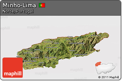 Satellite Panoramic Map of Minho-Lima, cropped outside