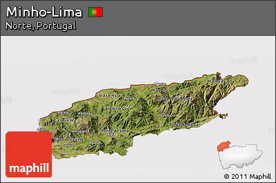 Satellite Panoramic Map of Minho-Lima, cropped outside