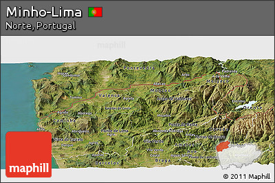 Satellite Panoramic Map of Minho-Lima