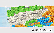 Shaded Relief Panoramic Map of Minho-Lima, political outside