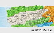 Shaded Relief Panoramic Map of Minho-Lima, political shades outside