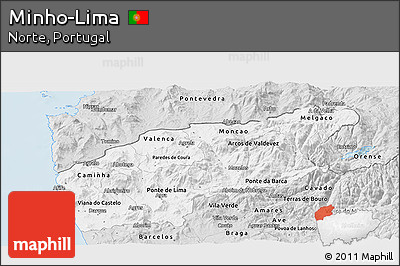 Silver Style Panoramic Map of Minho-Lima