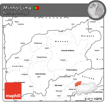 Blank Simple Map of Minho-Lima